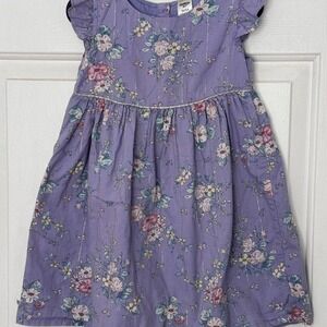 OshKosh 5 Girls Purple Floral Flutter Sleeve Tinsel Dress Easter Spring